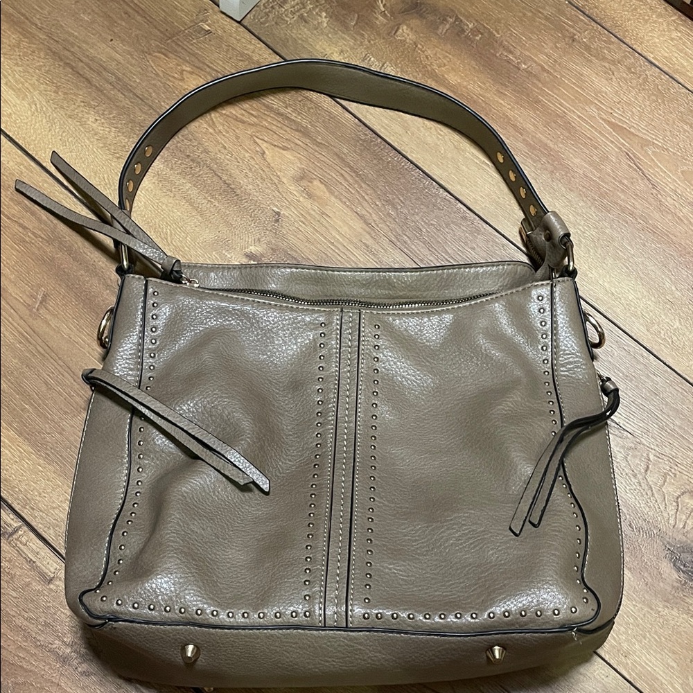 Montana West Beige Studded Shoulder Bag